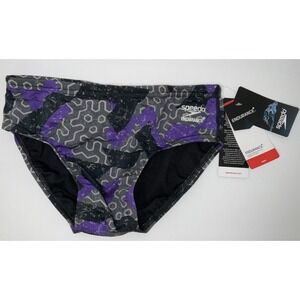 NWT Men's Speedo Endurance+ Brief Swim Trunks Ruse Blocks Purple Size 30